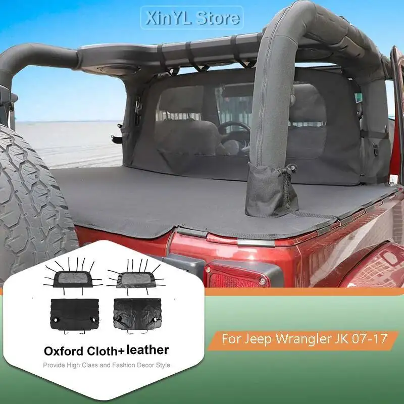 

Раздельный коврик для багажника автомобиля, изолирующий чехол для домашних животных для Jeep Wrangler JK 2-дверный 2007-2017, ткань Оксфорд/кожаные аксессуары