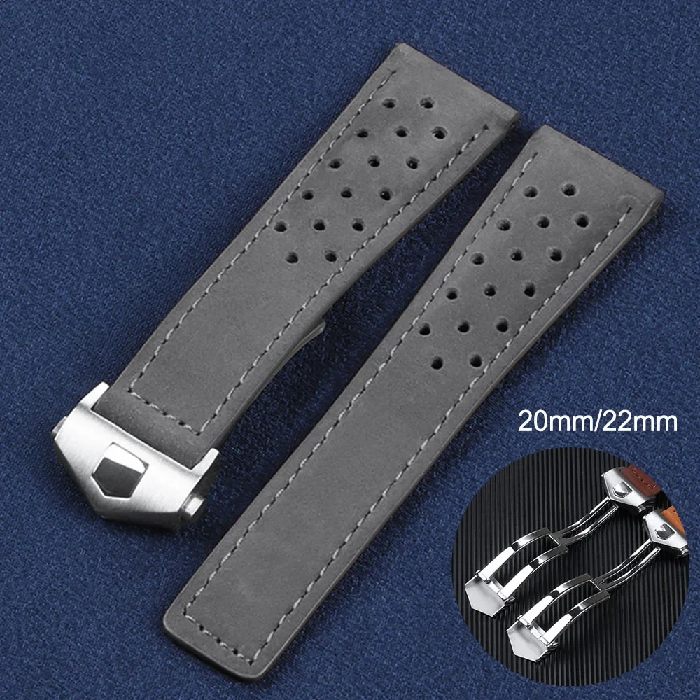 태그 호이어용 가죽 팔찌, 모나코 프로스트 소가죽 손목 밴드, 범용 스트랩 액세서리, 20mm, 22mm