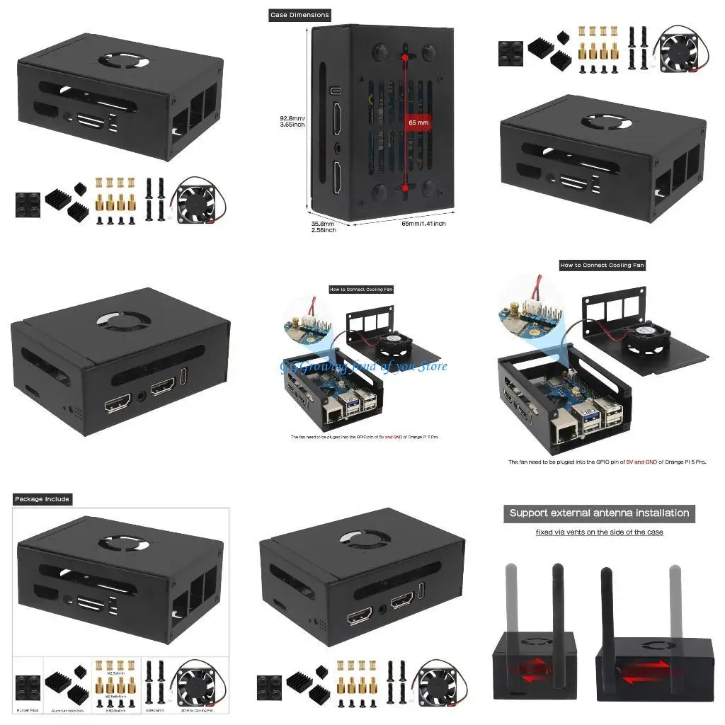 

H9EB Metal Housing Case for Orange 5 Precisely with Heat Dissipation Fan Heatsink