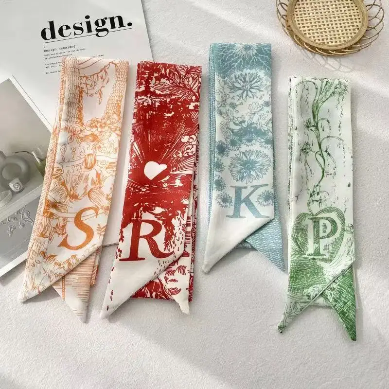 

26 English letters Bag Scarf New Small Skinny Scarf Women Luxury Brand Women Tie Fashion Head Scarves For Ladies