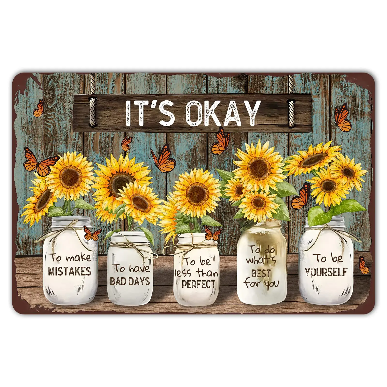 

Sunflower It's Okay to Make Mistakes Funny Vintage Metal Tin Sign Retro Wall Decor for Home Street Gate Bar Restaurant Cafe