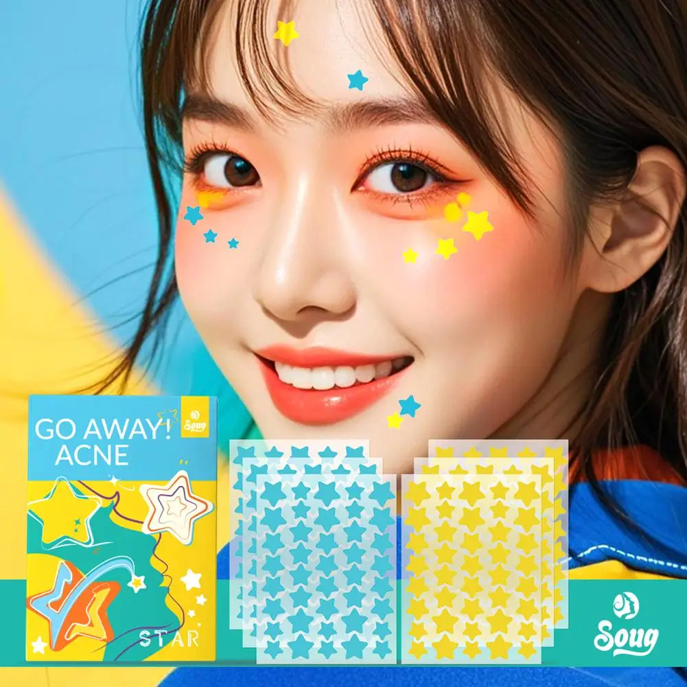 Kolorowe plasterki na pryszcze w kształcie gwiazdek, niewidoczne naklejki na trądzik, pielęgnacja skóry, korektor, zakrywanie plam na twarzy, pielęgnacja skóry.