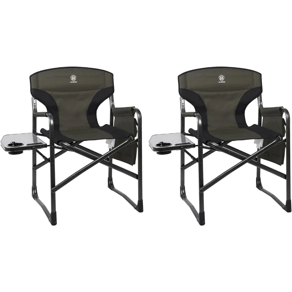 

Lightweight Folding Directors Chairs Outdoor, Aluminum Camping Chair with Side Table and Storage Pouch Freight free