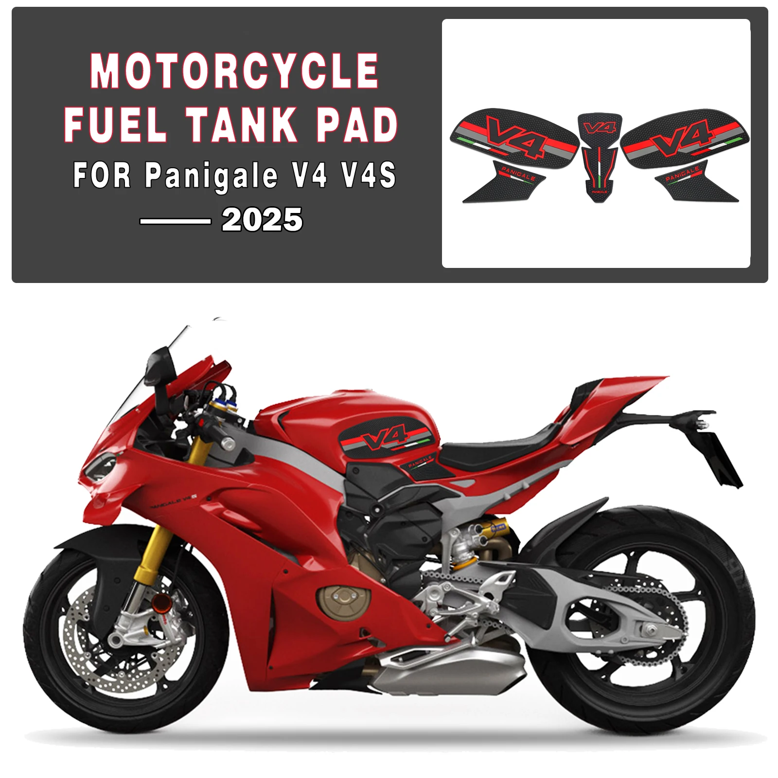 

For Panigale V4 V4S 2025 Street Fighter V4 V4S 2025 Gas Tank Pad Anti Slip Decoration Decals Kits Fuel Tank Protection Stickers