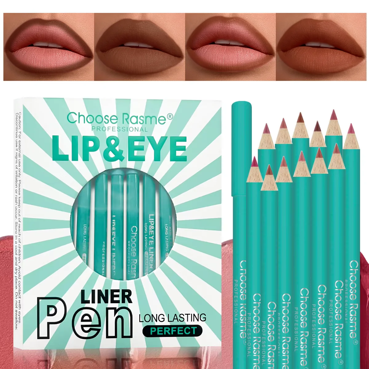 Delineador labial fosco, bastão longo, suave e durável, maquiagem fácil de aplicar, contorno perfeito e enchimento para todos os tipos de pele