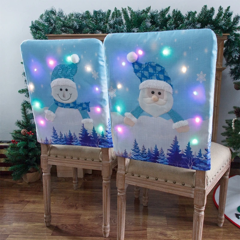 LED Christmas Chair Cover, Santa, Snowman, Decorative Light Up, Chair Back