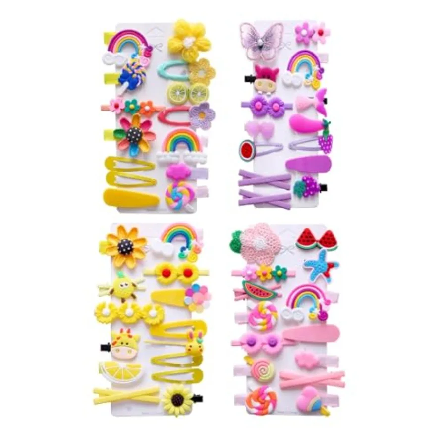 

Toddler Hair Accessories Set: Colorful Rainbow Barrettes, Pins, Candy Fruits, Butterflies for'Stylish Hairstyles