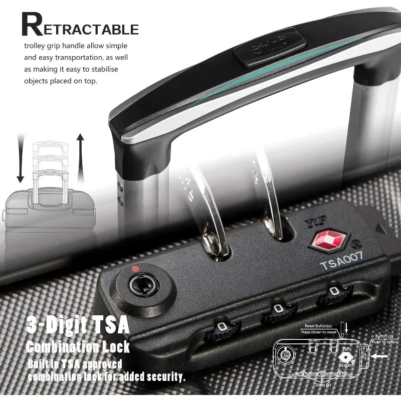 4 Delige Set Koffer Spinner Hardshell Lichtgewicht Tsa Lock