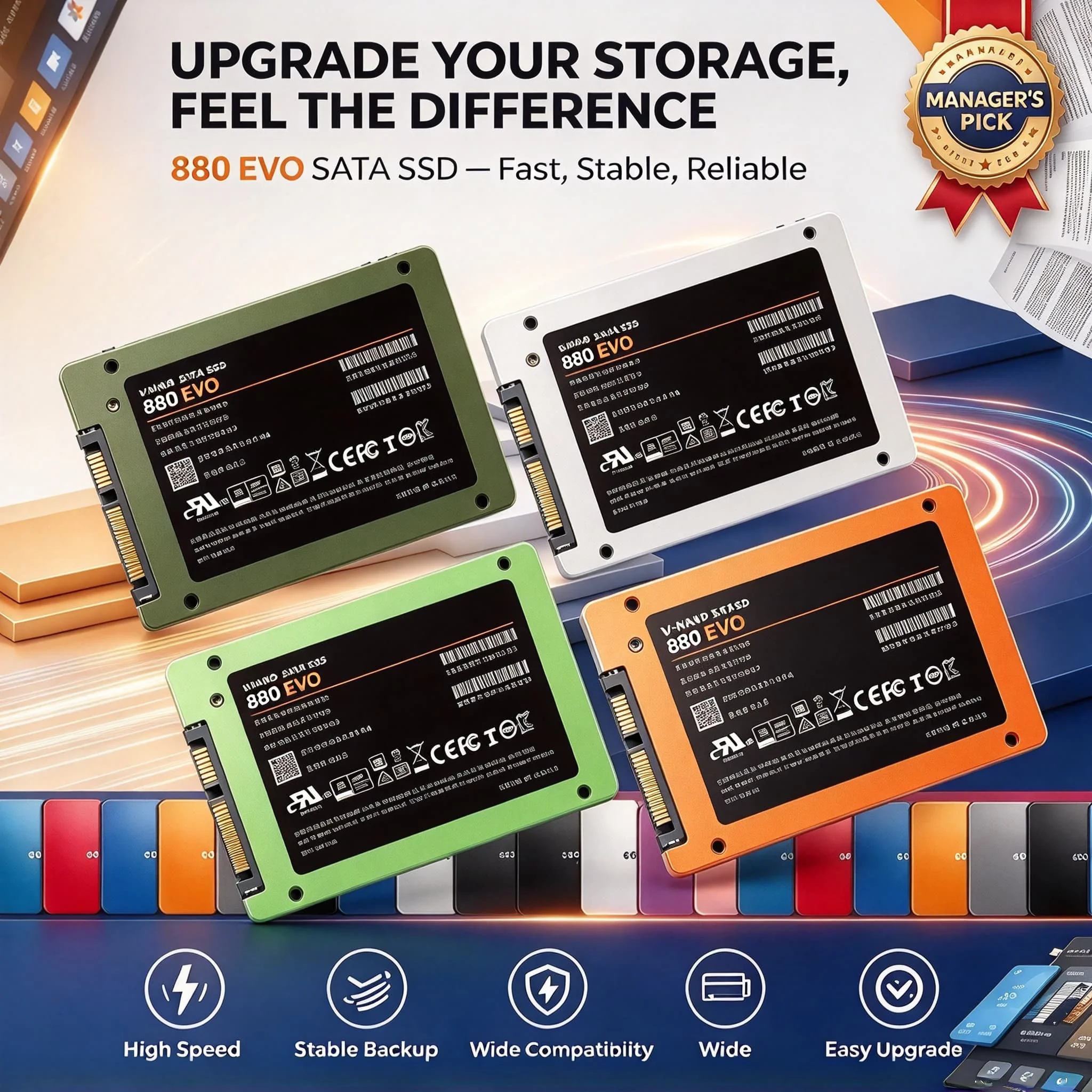 Multi Color SSD 880 EVO 4TB 2TB Solid State Disk Internal Hard Drive SATA3 2.5 Inch MLC for Desktop Laptop PC System Upgrade Gam