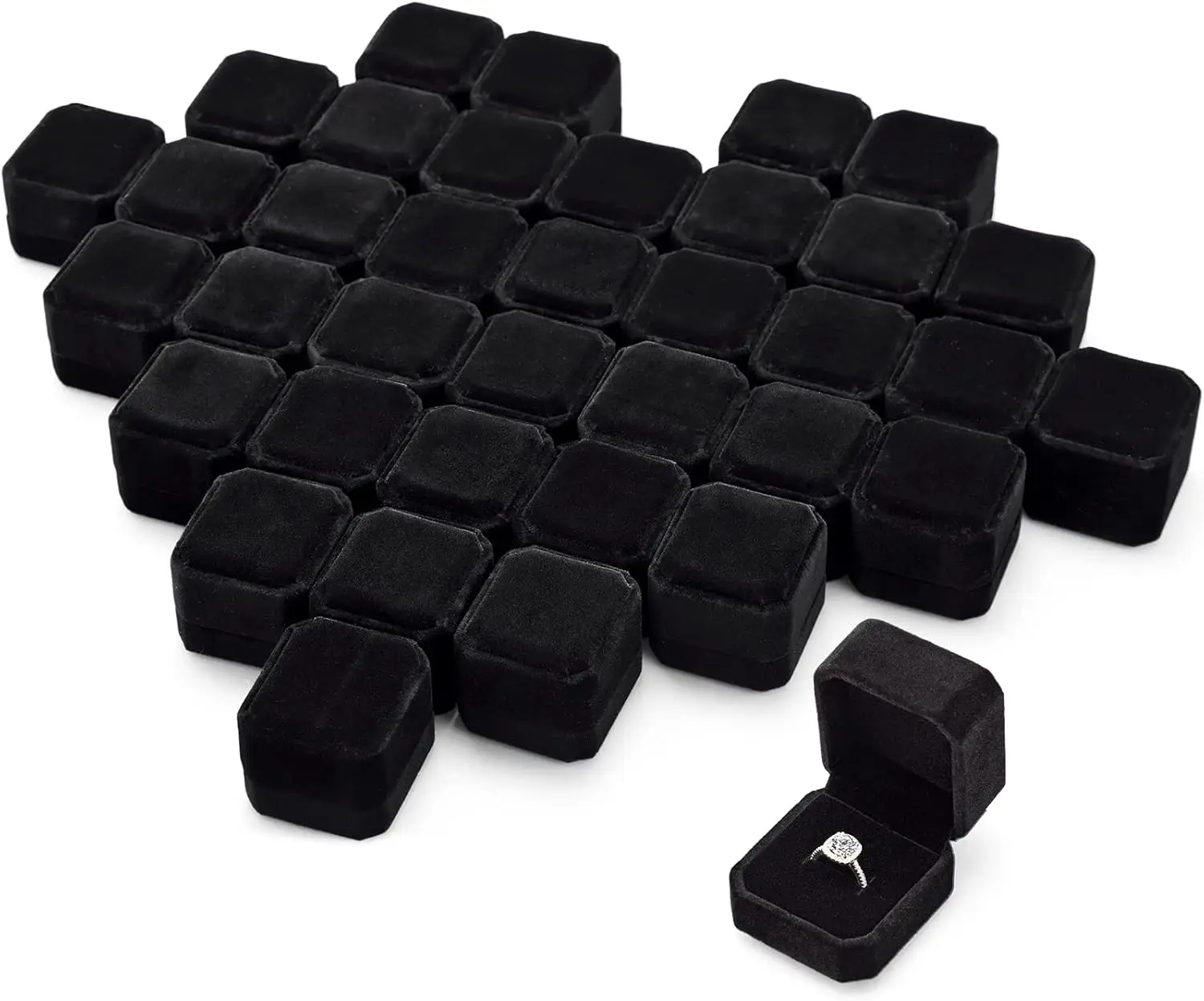 

36 Pcs Velvet Ring Box for Wedding Ceremony Engagement Jewelry Boxes Packaging Display Ring Case Earring Storage Holder