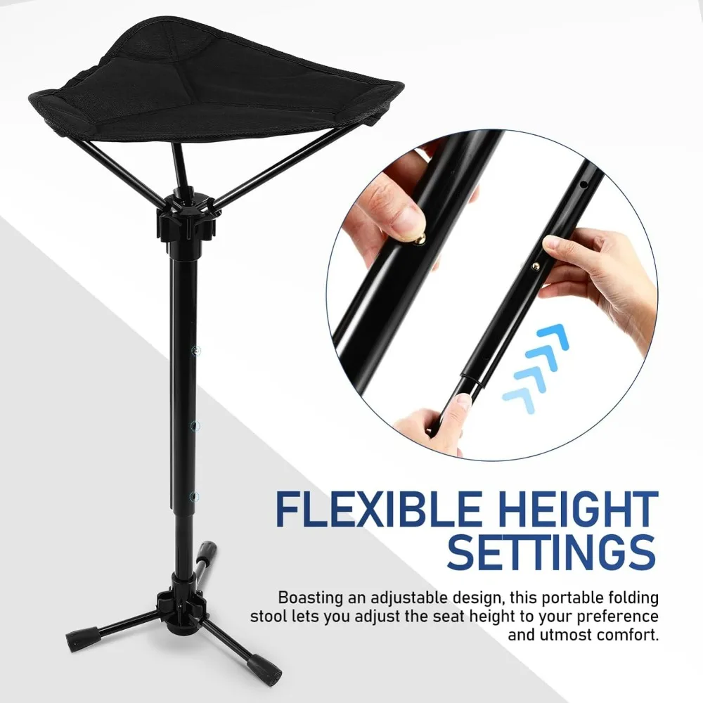 Portable Folding Chair 3 Gear Height Adjustable, Lightweight Collapsible Stool for Outdoor Camping, Fishing, Gardening, Hiking view 3