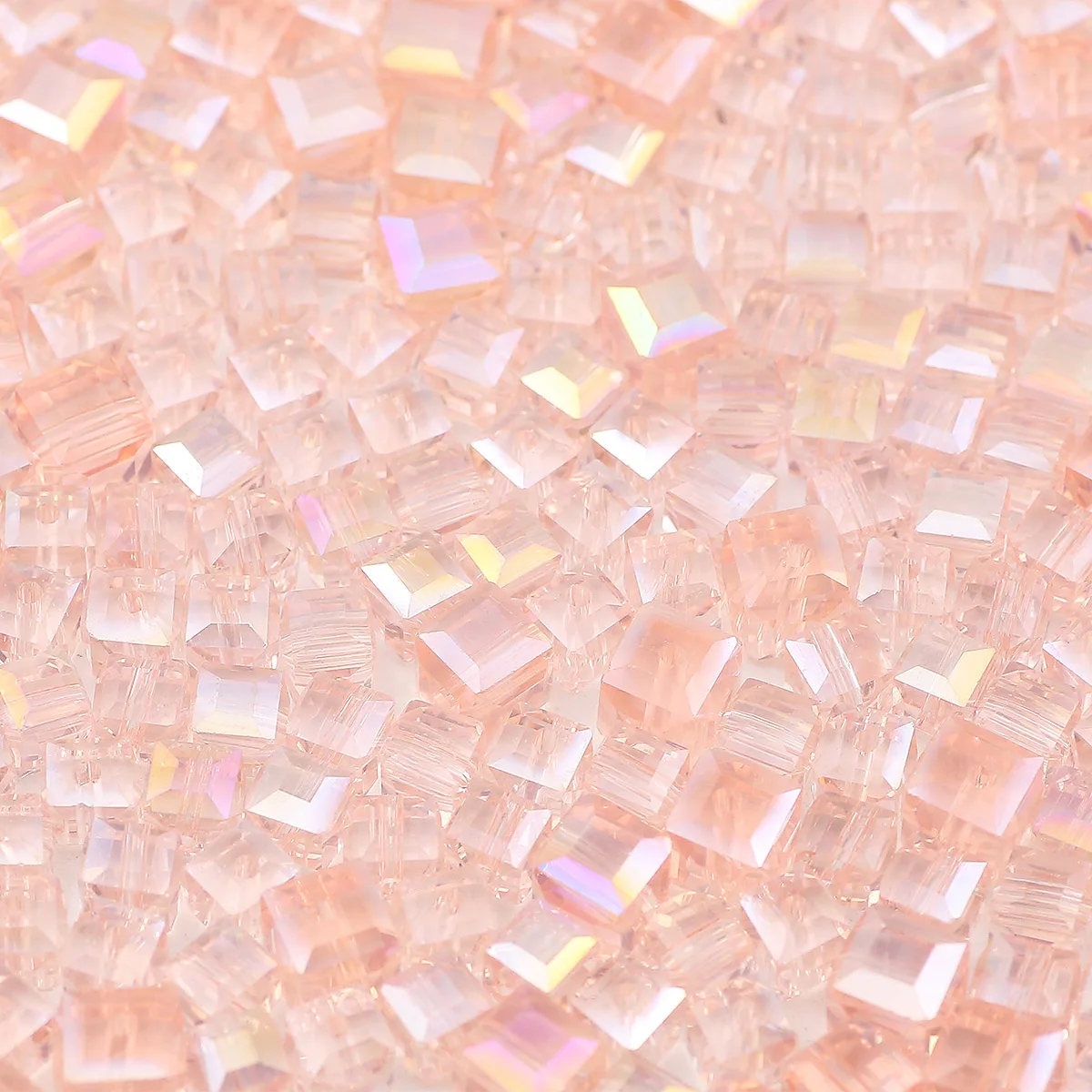 2/3/4/6/7mm Pink AB Faceted Austrian Crystal Glass Square Loose Spacer Beads For Jewelry Making DIY Bracelets Necklaces Earrings