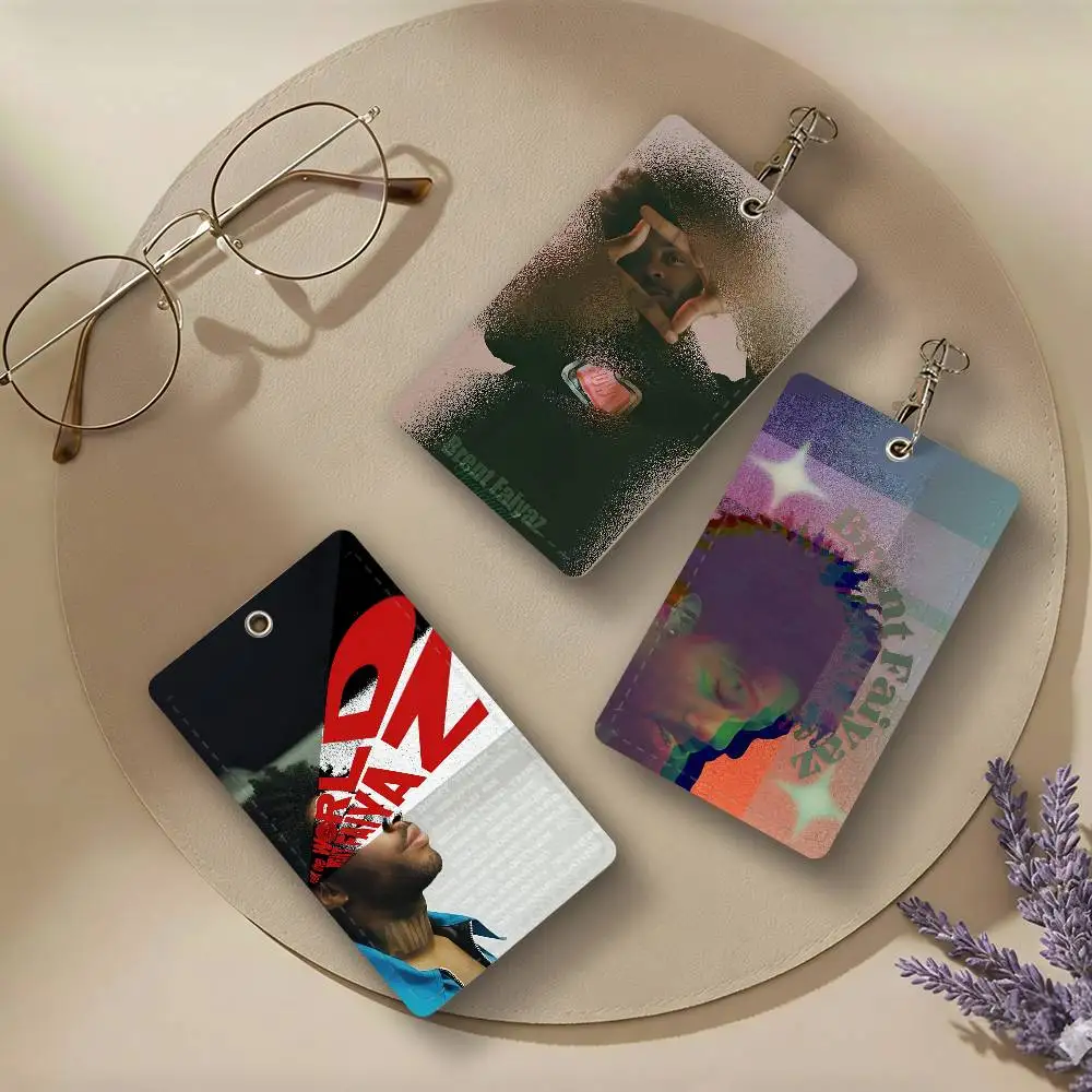 Brent Faiyaz Music PU Leather Card Holders Anti-lost Student ID Protective Cover Cases Campus Access Cards Key Chain
