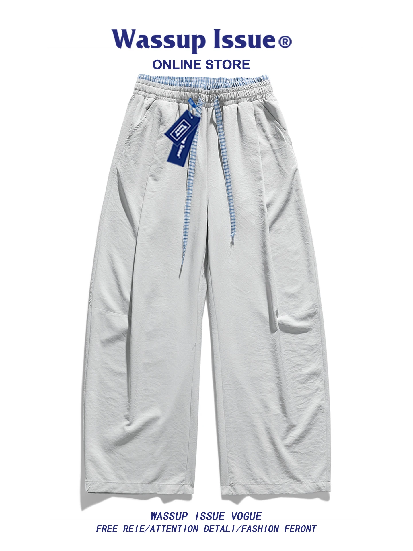 

Wassup Issue American Sle мужские повседневные свободные прямые брюки со средней талией в стиле пэчворк, весна-осень, дышащий полиэстер