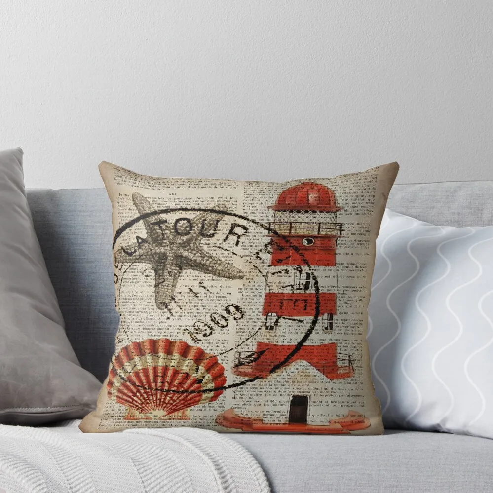

dark academia vintage sea shells nautical lighthouse Throw Pillow Luxury Cushion Cover anime girl Sofa Decorative Covers pillow