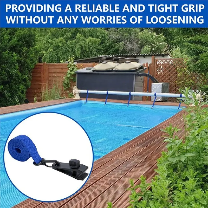 HOTB72A Pool Solar Cover Reel Attachment Kit For Inground Swimming Pools, Includes Straps, Clips, And Fasteners