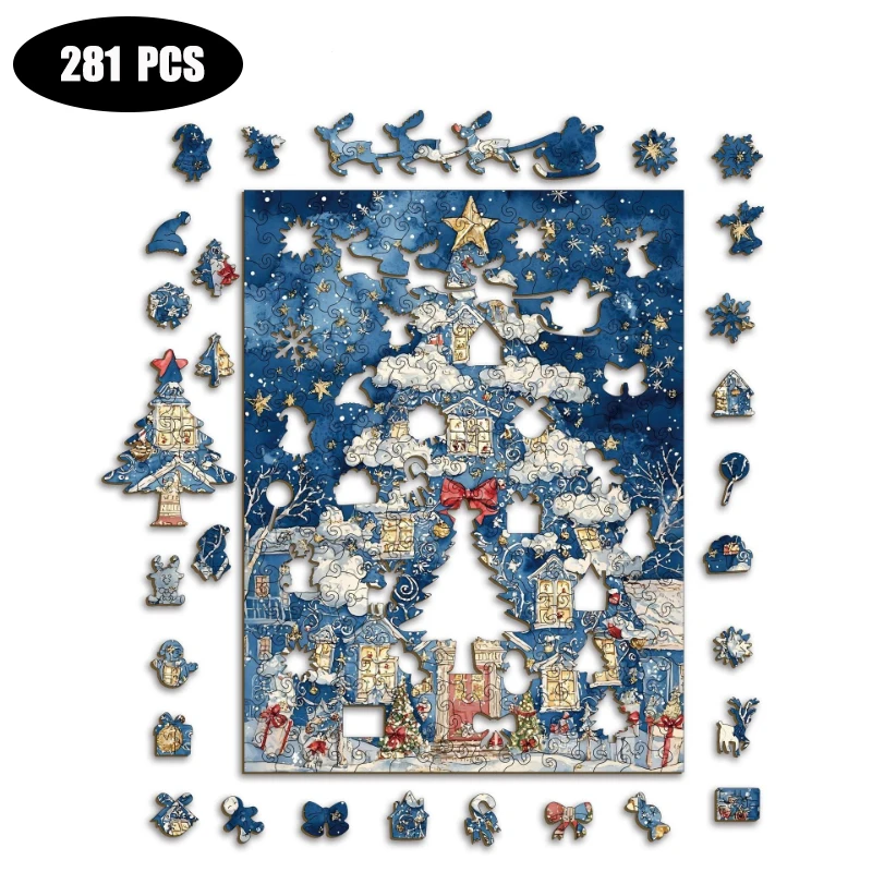 Hot Christmas wooden puzzle special-shaped splicing toy decompression puzzle educational toys jigsaw puzzle toys for gifts 14y+