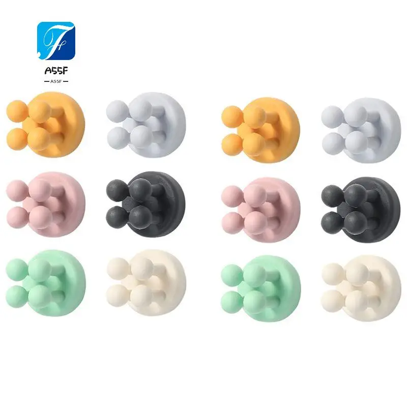 A55F-Silicone Toothbrush Holder Wall Hanging Hook Multifunctional Toothbrush Toothpaste Razor Sticky Hook