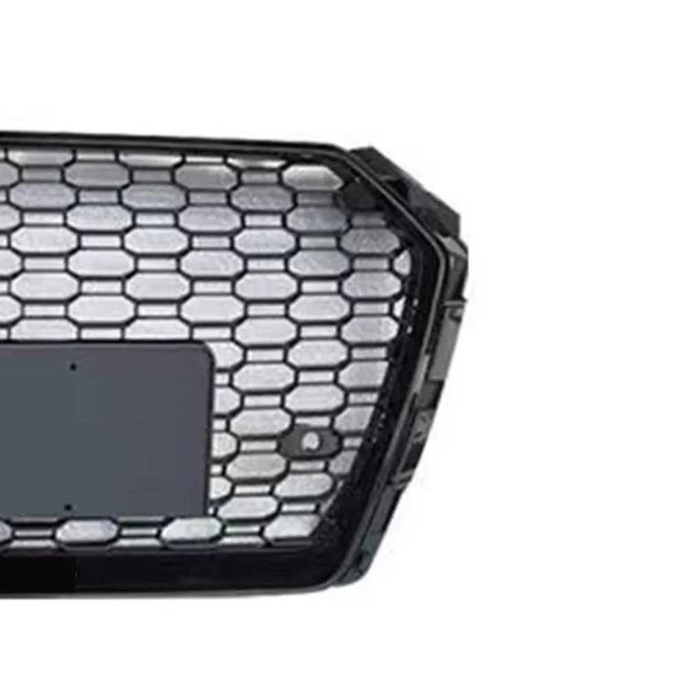 RS4 Style Front Sport Hex Mesh Honeycomb Hood Grill Gloss Black Without Emblem For Audi A4/S4 B9 2017‑2019 Auto Exterior Replace
