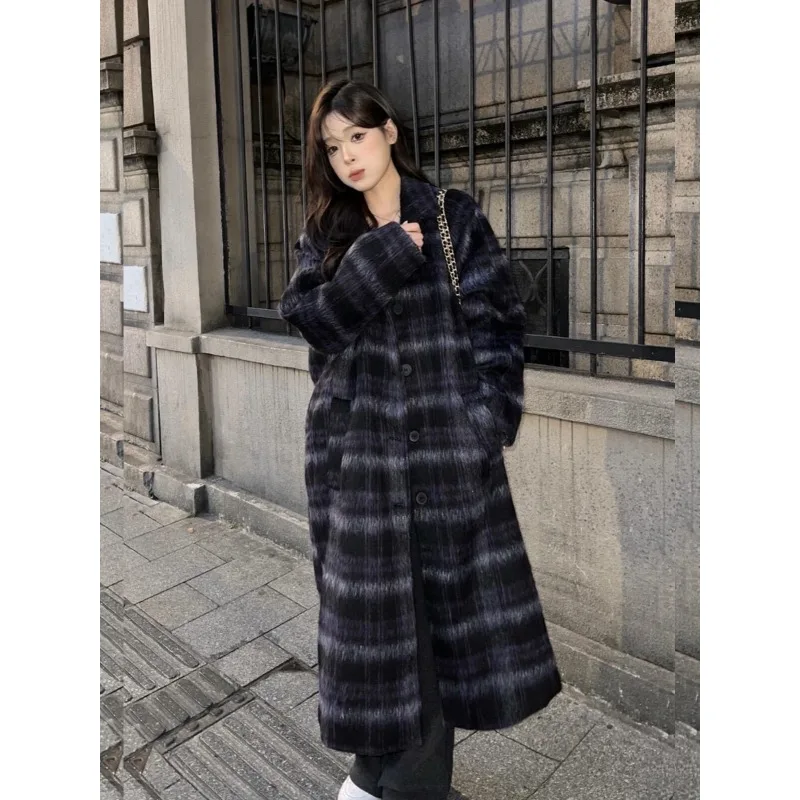 

Высококачественное женское пальто Sense, осенне-зимнее новое пальто средней длины, супер красивое клетчатое корейское модное модное E12680