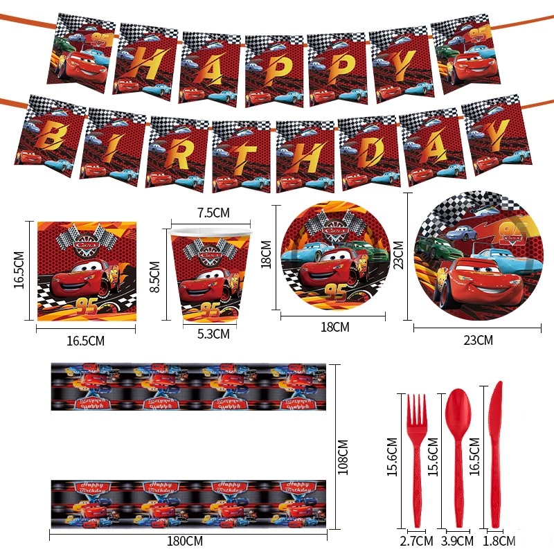 Disney Cars Birthday Party Decorations Kids Favor Lightning McQueen Paper Cups Plates Baby Shower Disposable Tableware Supplies