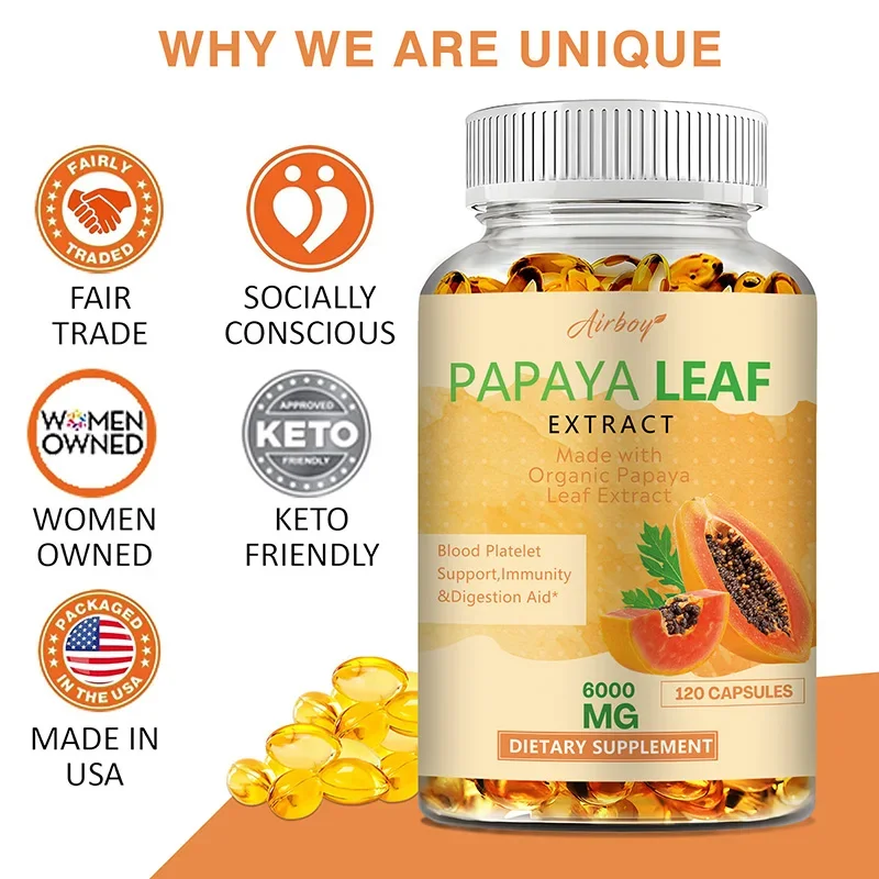 Papaya Leaf Extract - Supports Platelets, Bone Marrow and Spleen, Improves Immunity and Improves Digestion