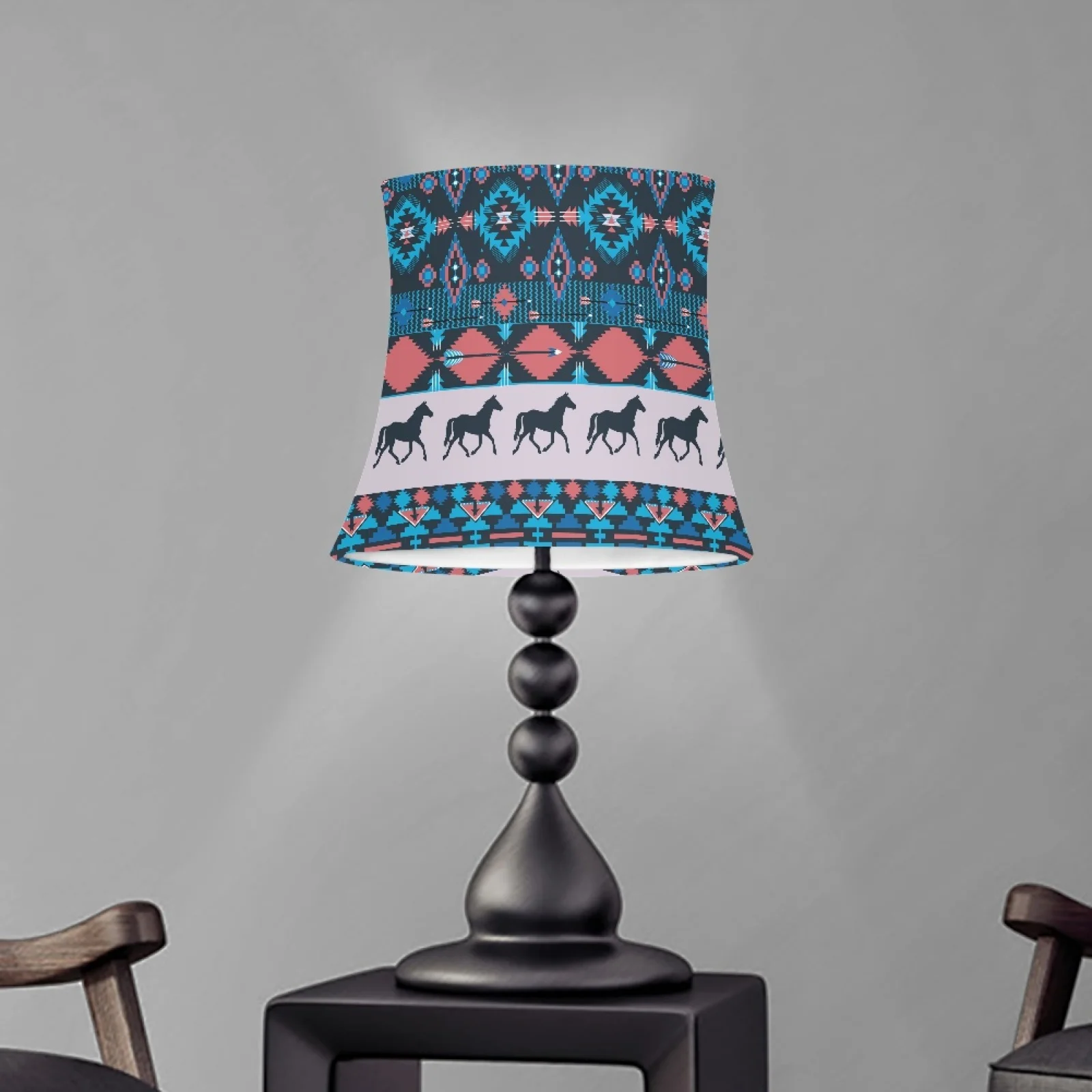 Indian Tribal Horse Light Shade Cover Cylinder Lampshade Modern Light Shade for Table Lamp/ Wall Lamp/Floor Lamp Shade Covers