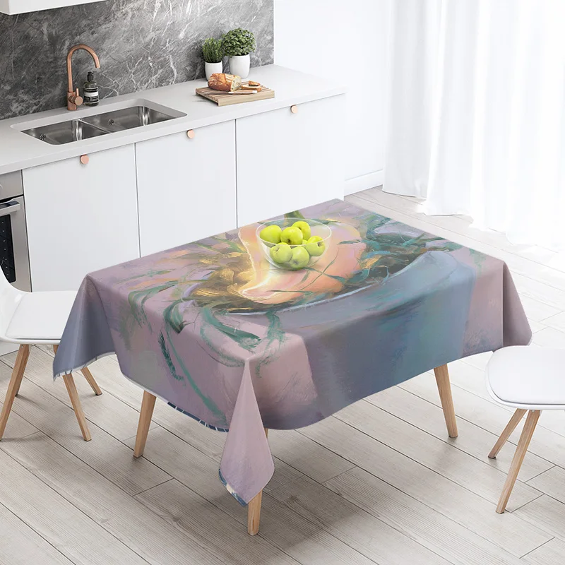 New Abstract Tea Tablecloth Waterproof and Oil-proof Dining Tablecloth Nordic Wind Bar Tablecloth Home Decoration