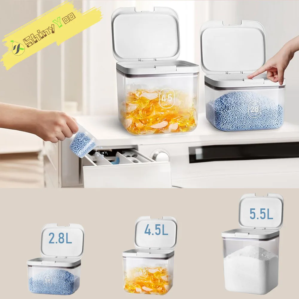 Контейнер для порошка для белья с выдвижной крышкой, держатель для моющего средства 2,8 л/4,5 л/5,5 л для стручков для стирки, контейнер для хранения сухих продуктов питания и риса
