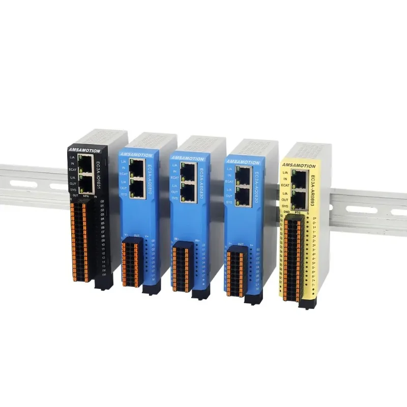 AMSAMOTION EtherCAT Remote Distributed I/O Module Digital Analog Temperature Input Output PNP NPN EC1A EC3A-IO1631 AE0830 AQ0820