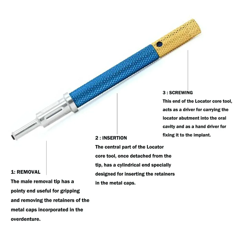 Locator Attachment Tool Kit – Insertion & Removal of Abutment Caps/Cores, Overdenture Maintenance Set for Implant Prosthetics