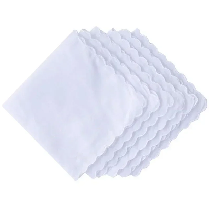 Popular 100% Cotton White Lady Handkerchiefs Women Handkerchief Children Baby Girl Face Hand Towel Party Christmas Gift