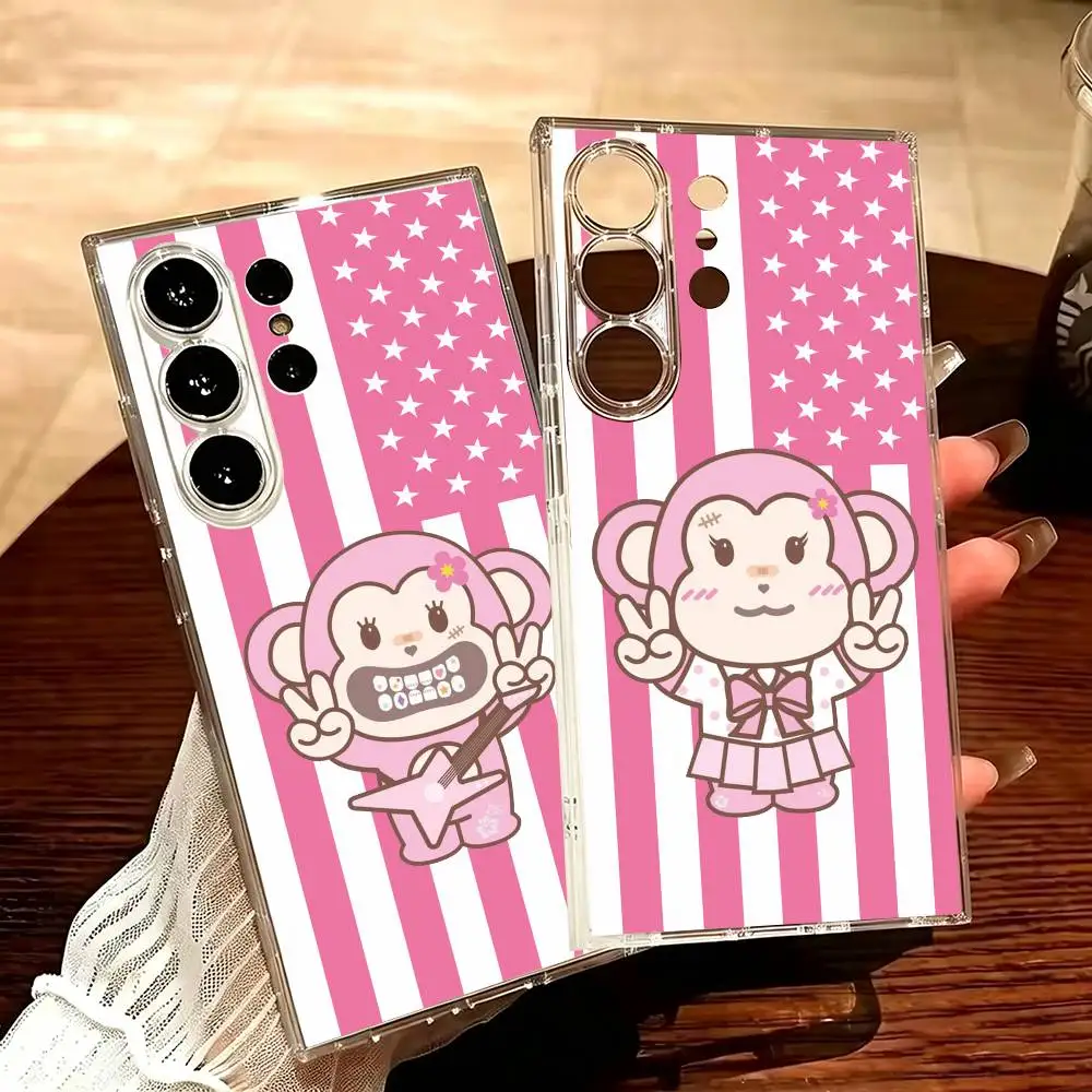 Cute M-Mafavarchive Braces Monkey Phone Case For Samsung S25,24,23,22,21,20,30,Ultra,Plus,Fe,Lite Transparent Cover