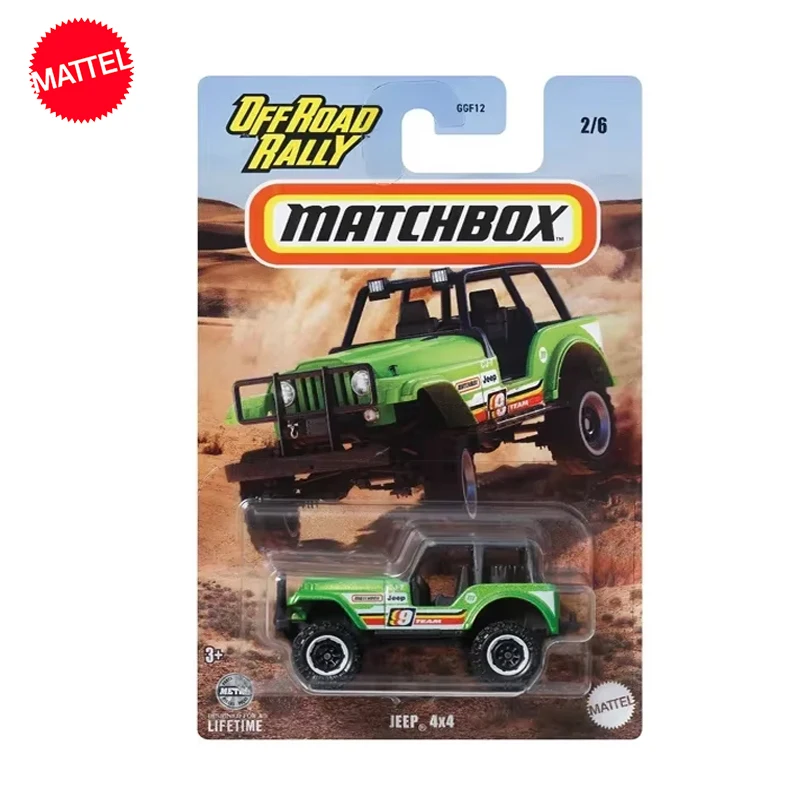 Original Mattel Matchbox Car 1/64 Diecast Off Road Rally 9 Team Jeep 4x4 Vehicle Model Toys for Boys Collection Birthday Gift