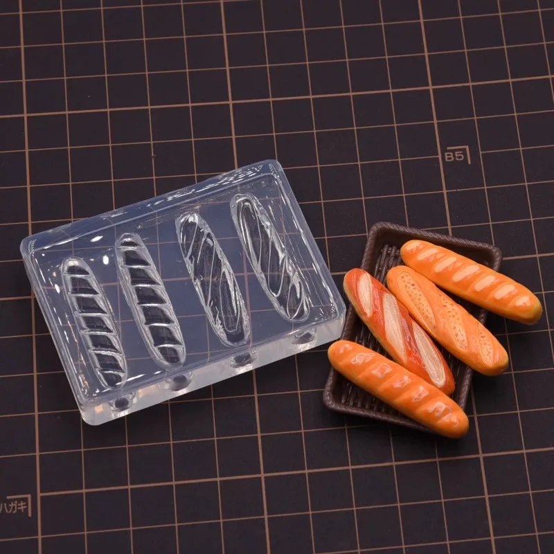 Baguette Miniature/plaque en osier, moule en Silicone Transparent, résine argile, bricolage maison de poupée, Simulation de pain, outil de modélisation rapide