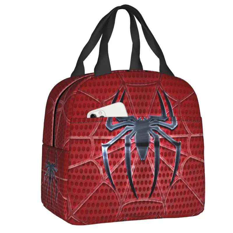 Spider Web Thermal Insulated Lunch Bags Women Resuable Lunch Tote for Kids School Children Multifunction Food Bento Box