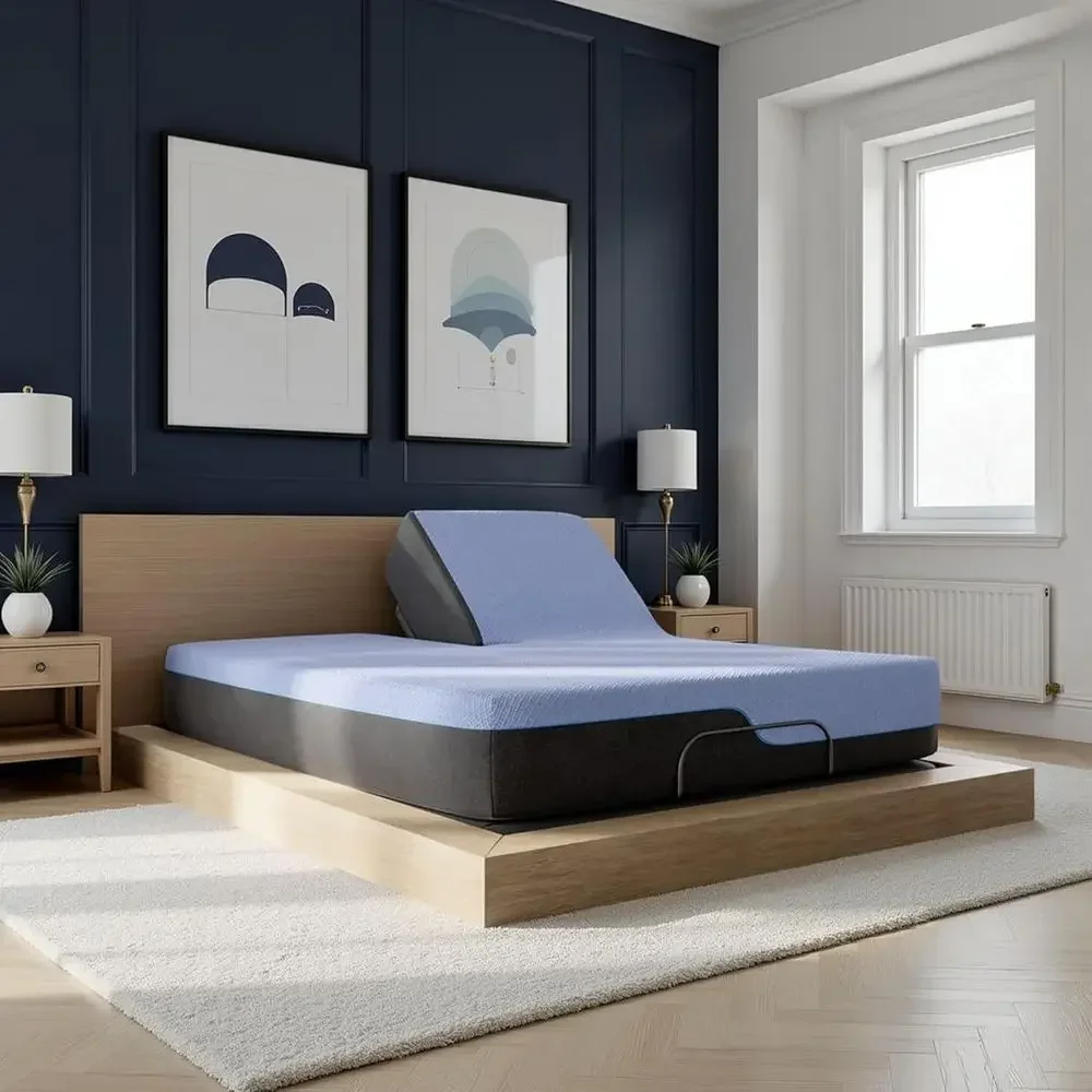 6-Layer Hybrid Latex Mattress, 12 Inches, Split Top Queen, Mattress-in-a-Box, Blue Ice Cover