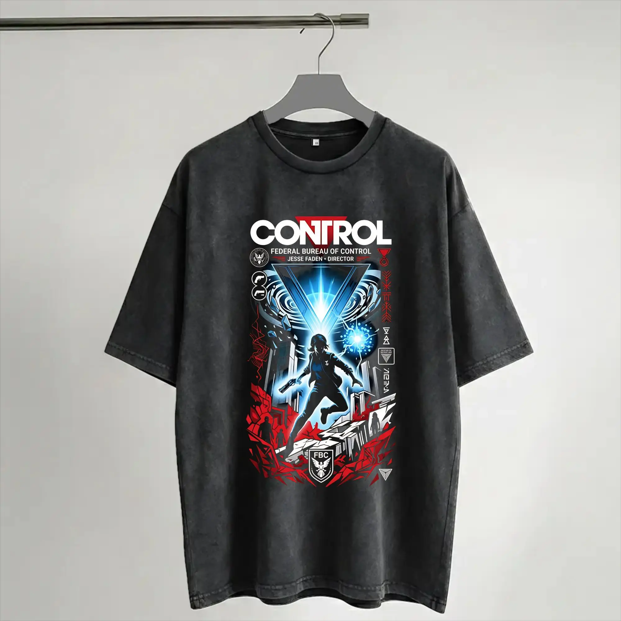 Jesse Control Merch Washed T Shirts Men Women Streetwear Hip Hop T-Shirts Summer  Tees Tops Short Sleeve