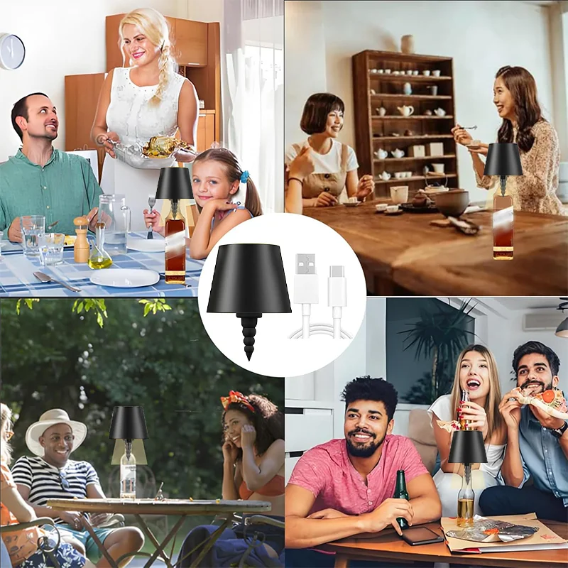 Creatieve flessenlamp LED-tafellamp lichtbron driekleurig oneindig dimmen westers restaurant bar sfeer tafellamp