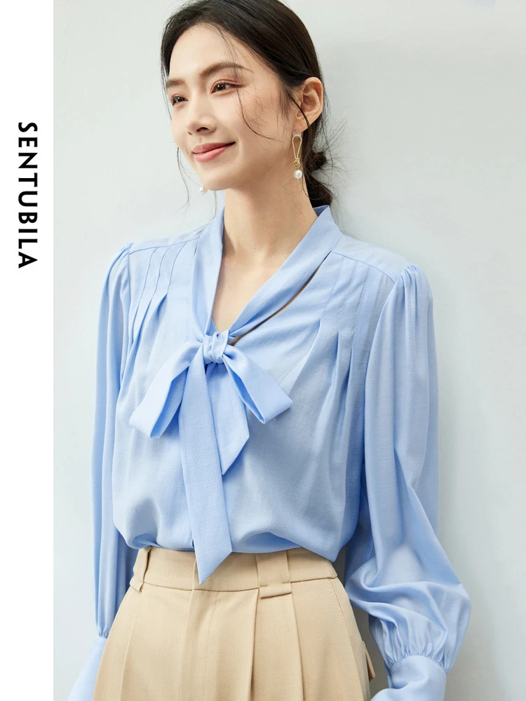 

SENTUBILA Bow Chiffon Blouse Camisole 2 Piece Set Women 2024 Spring Loose Thin Button Up Shirt Tank Top Woman Clothing 141V53139