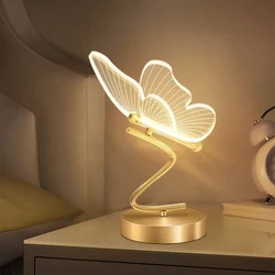 LED Table Lamp Indoor Lighting Switch Button Home Decoration Bedroom Bedside Living Room Restaurant Nordic Butterfly Desk Lamps