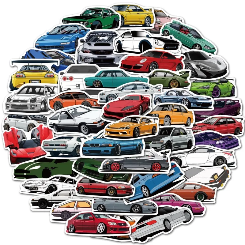 50 Car Pattern Graffiti Graffiti Stickers Cartoon JDM Car Trunk Skateboard Guitar Computer Sticker