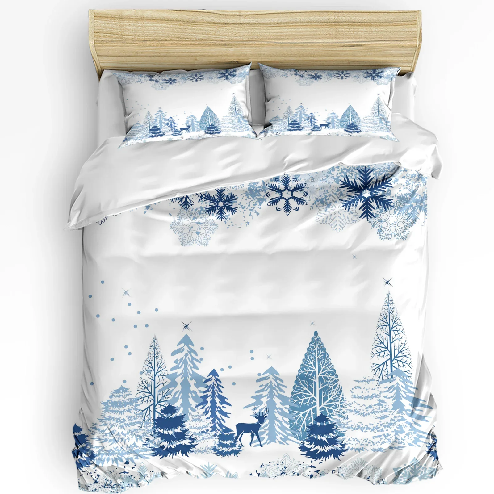 

Christmas Winter Snowflake Arbor Elk Duvet Cover Bed Bedding Set Home Quilt Cover Pillowcases Bedroom Bedding Set No Sheet