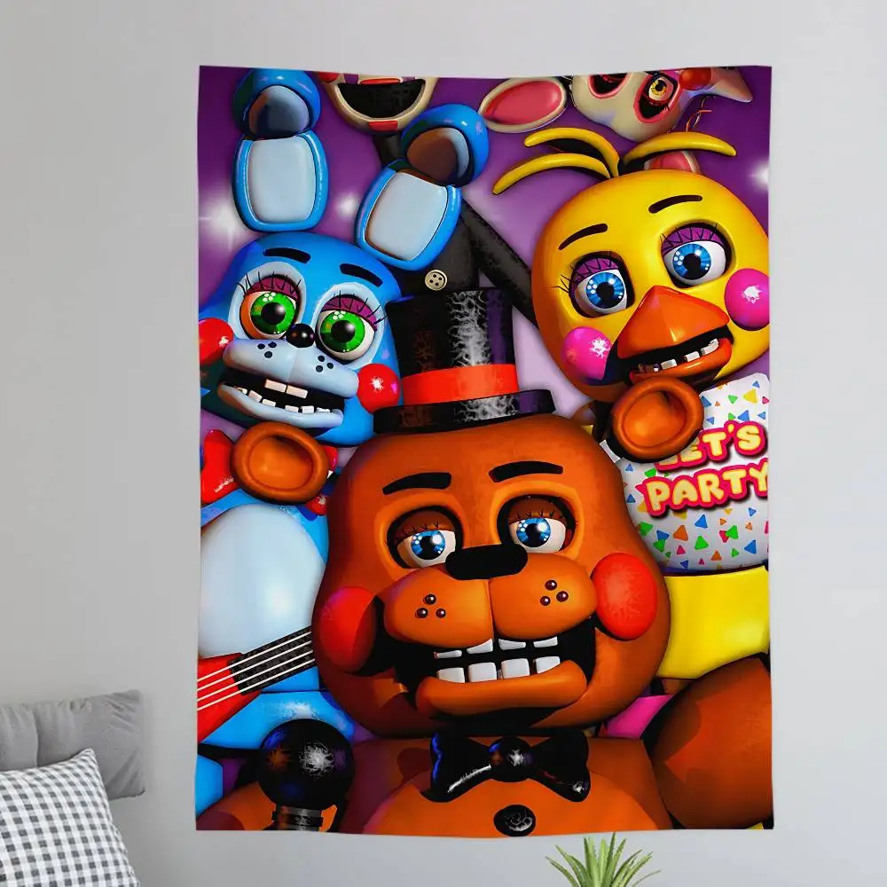 F-FNAF Five-nights-At-Freddys Anime Tapestry Hippie Flower Wall Carpets Dorm Decor Wall Hanging Home Decor