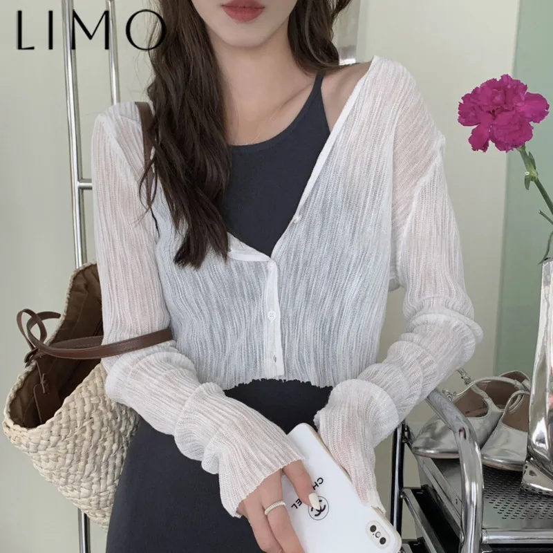 

LIMO 2025 Summer Women's Knit Cardigan - Ice Silk Sun Proof Button Up Lightweight Minimalist Casual Chic Plain Color Versatile