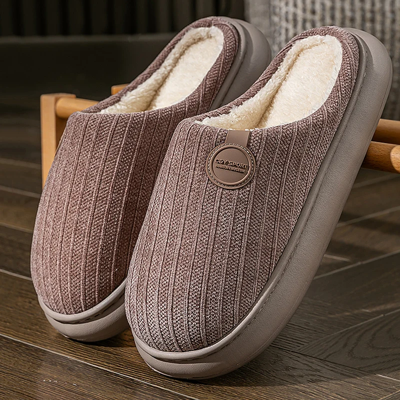 

Мужские тапочки, зимние теплые хлопковые тапочки для мужчин, женщин, парные туфли на плоской подошве, мягкие нескользящие шлепанцы, плюшевые домашние домашние тапочки
