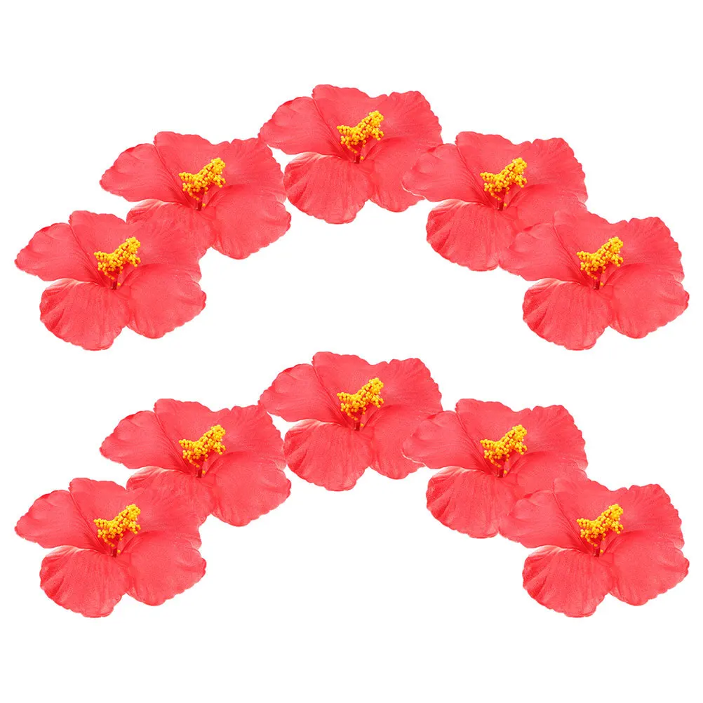 

20pcs Artificial Hibiscus Flowers Realistic Tropical Faux Blooms For Hawaiian Party Outdoor Indoor Decor Summer Flower