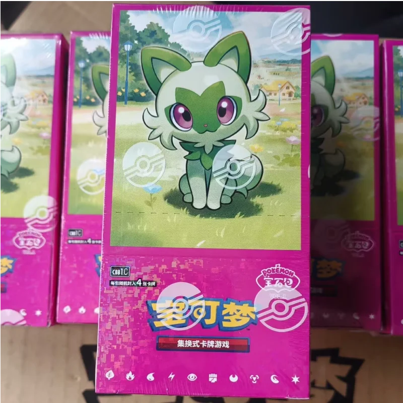 Quente 100% cartões originais pacote de gem vol.1 vol.2 chinês tcg eevee álbum scarlet e violeta negociação ptcg saco caixa cartão presente aniversário
