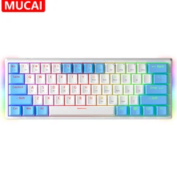 MUCAI MK61 USB Gaming Mechanical Keyboard Red Switch 61 Keys Wired Detachable Cable RGB Backlit Hot Swappable