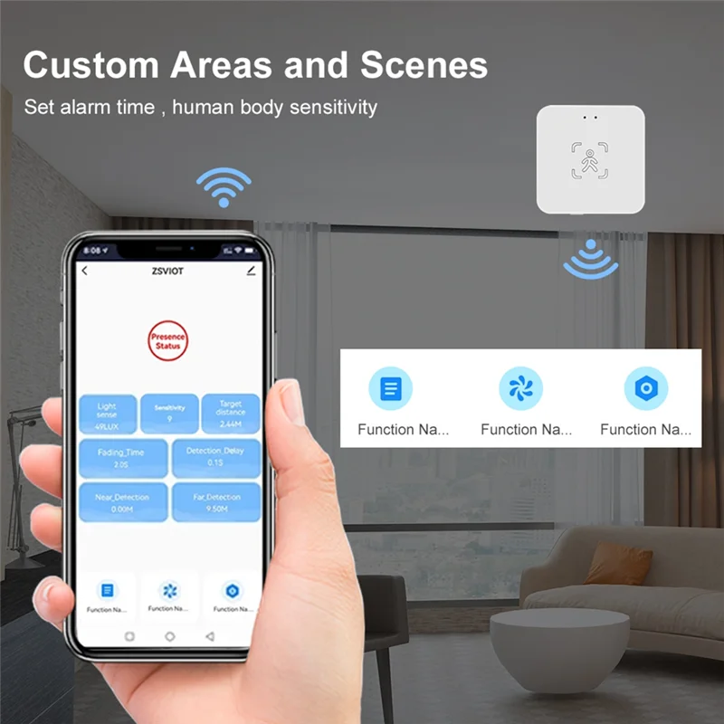 FULL-Tuya Human Presence Sensor 24G Human Presence มิลลิเมตร Wave Radar Sensor การตรวจจับแสง